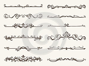 Vector set of decorative elements, frame and line vintage style