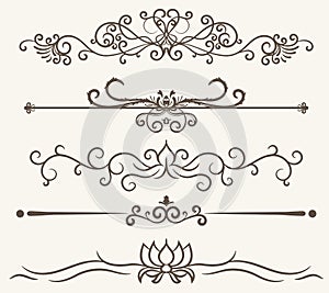 Vector set of decorative elements, frame and line vintage style