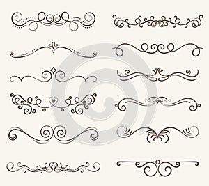 Vector set of decorative elements, frame and line vintage style