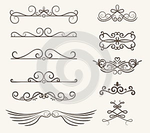 Vector set of decorative elements, frame and line vintage style