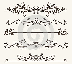 Vector set of decorative elements, frame and line vintage style