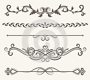 Vector set of decorative elements, frame and line vintage style