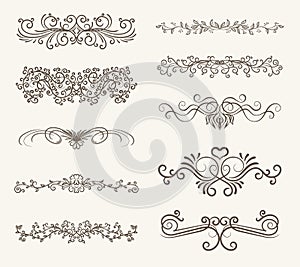 Vector set of decorative elements, frame and line vintage style