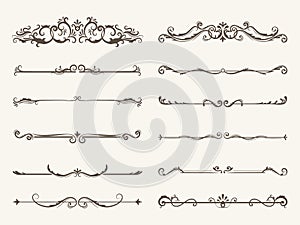 Vector set of decorative elements, frame and line vintage style