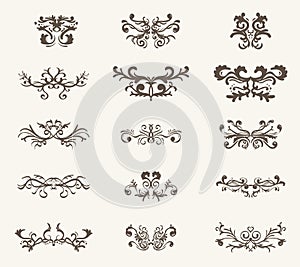 Vector set of decorative elements and line vintage style