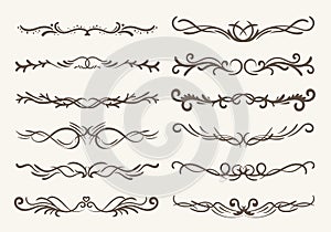 Vector set of decorative elements and line vintage style