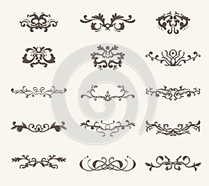 Vector set of decorative elements and line vintage style