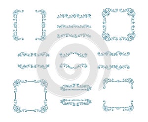 Vector set of decorative frames, borders and dividers in vintage retro style