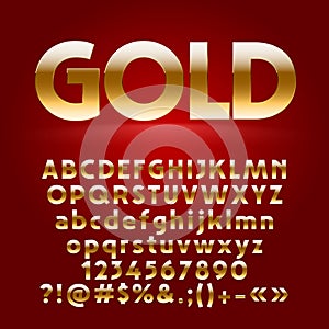 Vector set of decorative gold letters, symbols and numbers