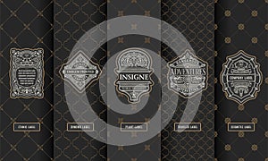 Vector set of design elements labels, icon, logo, frame, luxury packaging for the product