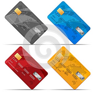 Vector Set of detailed credit cards, on white. Credit card vector illustration. Business Solution.