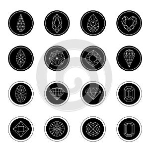 Vector set of diamond icons