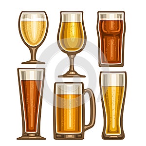 Vector set of different Beer glassware