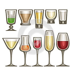 Vector set of different glassware