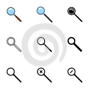 Vector Set of Different Style Magnifer Icons