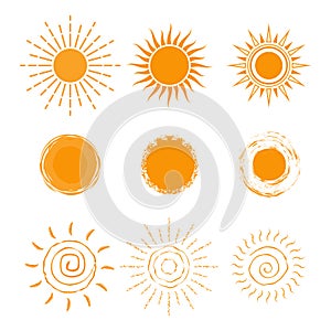 Vector set of different sun icon. New sun icon collection. Isolated on white background.