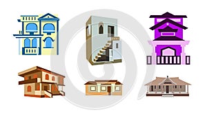 set of different types of Indian houses.