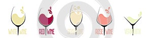 Vector set of different types of wine