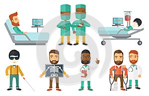 Vector set of doctor characters and patients. photo