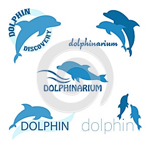 Vector set of dolphinarium design of logo