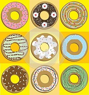 Vector set donuts design for sweet sugar