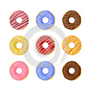 Vector set of Donuts isolated on white background, illustrations, donuts.