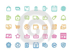 Vector set of E-commerce modern flat thin icons