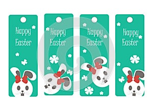 Vector set of Easter bookmark. Happy Easter, rabbit.