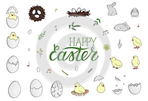 Vector set of Easter elements