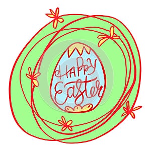 vector set easter wreath and egg