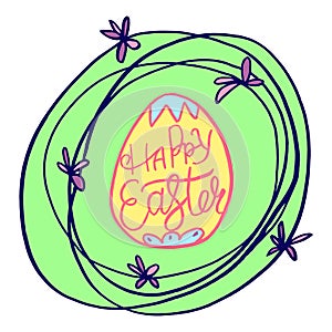 vector set easter wreath and egg