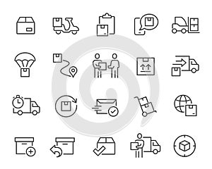 Vector Set of Editable Icons for Shipping and Parcel Delivery photo