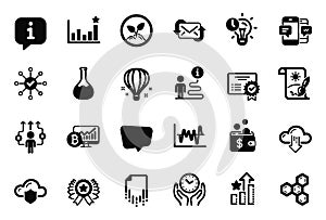 Vector Set of Education icons related to Survey check, Chemical formula and Efficacy. Vector