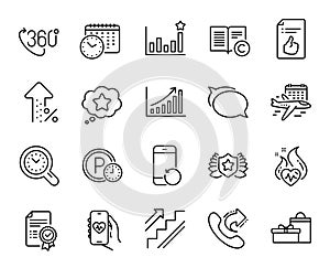 Vector set of Efficacy, 360 degree and Laureate line icons set. Vector