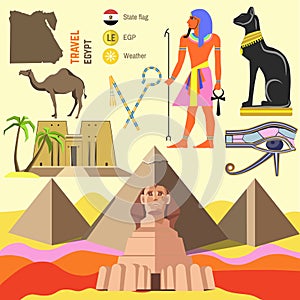 Vector set of Egypt symbols.