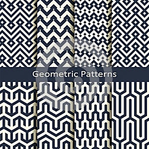 Vector set with eight seamless geometric patterns. design for covers, wrapping, interior