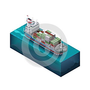 Vector set elements.Barge with cargo sailing