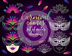Vector set of elements for carnival