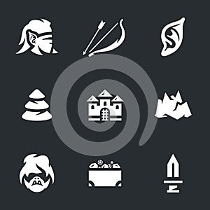 Vector Set of Elves Archer Icons.