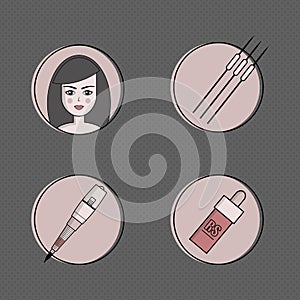 Vector set of equipment for permanent make-up. Used for icons on the site, business cards photo