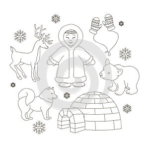 Vector set of eskimo characters