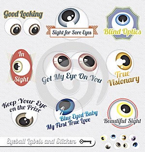 Vector Set: Eyeball and Tagline Labels and Icons