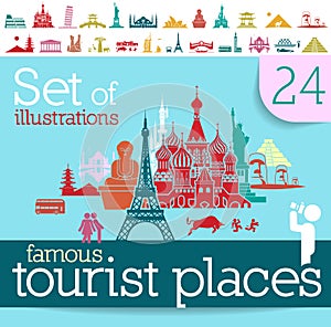 Templates for famous tourist places placards, banners, flyers and presentations