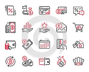 Vector Set of Finance icons related to Growth chart, Payment method and Financial goal. Vector