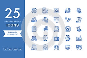 Vector set of Financial Technology icons