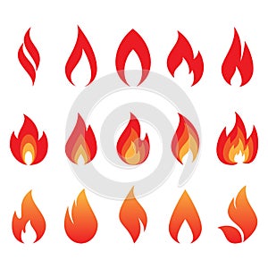 Vector set of fire flames