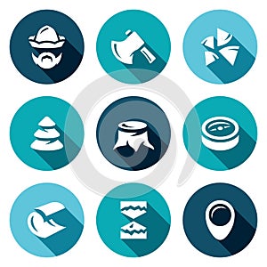 Vector Set of Firewood in the forest Icons.