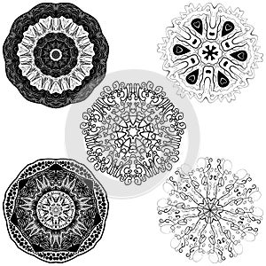 Vector set from five round mandalas