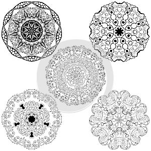 Vector set from five round mandalas