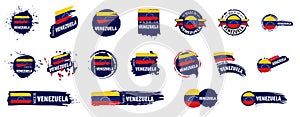 Vector set of flags of Venezuela on a white background